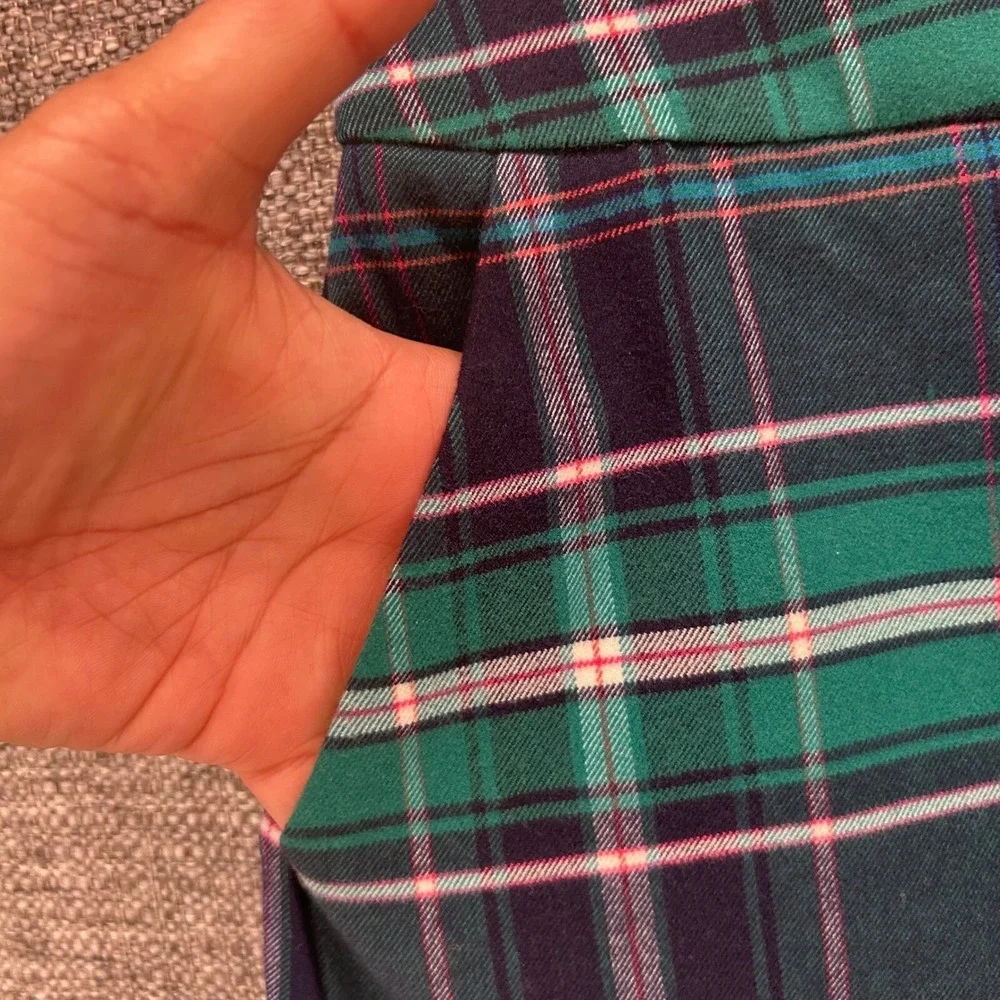 Crown Any Ivy‎ Wool Plaid Mini Skirt Green 8